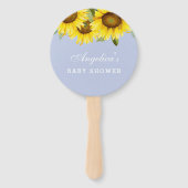 Dusty Blue Boho Yellow Sunflower Baby Dusche Fächer (Vorderseite)