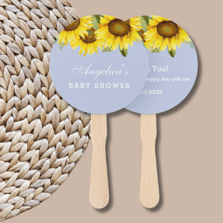 Dusty Blue Boho Yellow Sunflower Baby Dusche Fächer