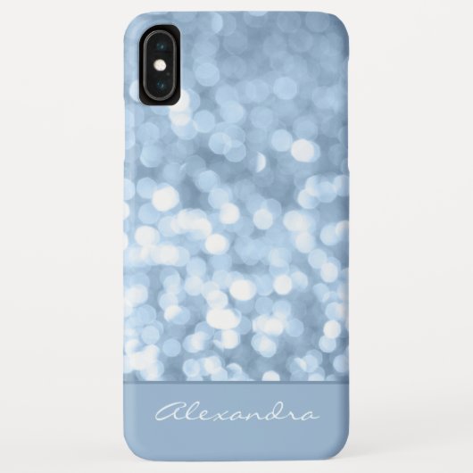 Dusty Blue Bokeh Glitzer Funkelnd Monogram Case-Mate iPhone Hülle (Rückseite)
