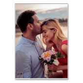 Dusty Blue Bold Foto Stilvoller QR-Code Tischnummer (Rückseite)