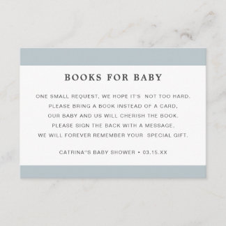 Dusty Blue Book Request Boy Baby Shower Begleitkarte