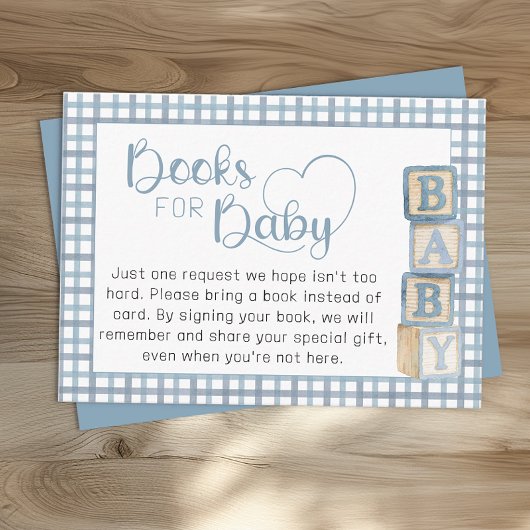 Dusty Blue Books for Baby Card Baby Shower Insert