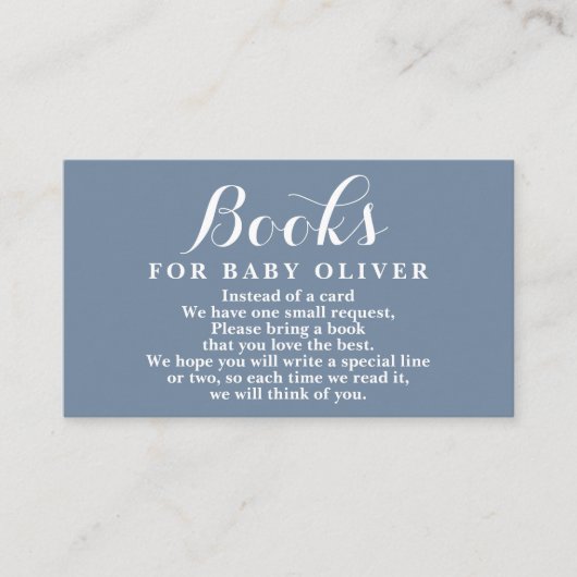 Dusty Blue Books for Baby Request Card Begleitkarte (Vorderseite)