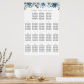 Dusty Blue Botanical 18 Table Seating Chart Poster (Küche)