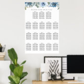 Dusty Blue Botanical 18 Table Seating Chart Poster (Heimbüro)
