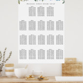 Dusty Blue Botanical 18 Table Seating Chart Poster (Küche)