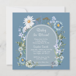 Dusty Blue Botanical Baby in Bloom Baby Dusche Einladung