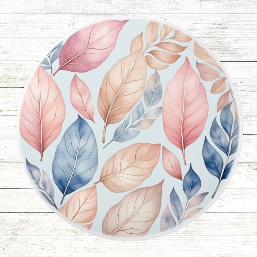 Dusty Blue Botanical Boho Autumn Leaves Muster Keramikknauf