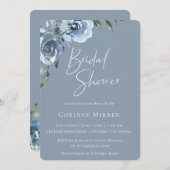 Dusty Blue Botanical Brautparty Einladung (Vorne/Hinten)