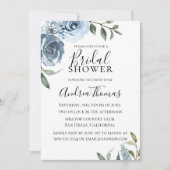 Dusty Blue Botanical Brautparty Einladung (Vorderseite)