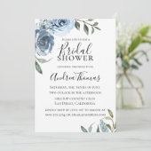 Dusty Blue Botanical Brautparty Einladung (Stehend Vorderseite)