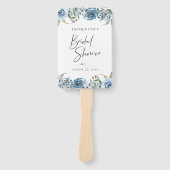 Dusty Blue Botanical Brautparty Fächer (Vorderseite)