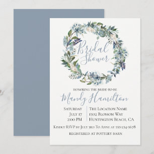 Dusty Blue Botanical Bridal Dusche Einladung