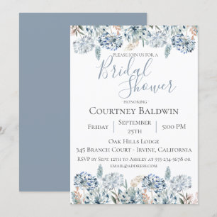 Dusty Blue Botanical Bridal Dusche Einladung