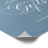 Dusty Blue Botanical Cards & Gifts Wedding Sign Poster (Ecke)