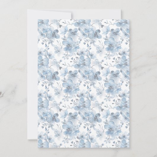 Dusty Blue Botanical Classic Elegantes Brautparty Einladung (Rückseite)