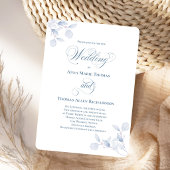 Dusty Blue Botanical Elegant Script Wedding Invite Einladung