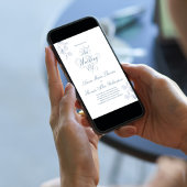 Dusty Blue Botanical Elegant Script Wedding Invite Einladung