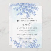Dusty Blue Botanical Eucalyptus Blätter Wedding Einladung (Vorne/Hinten)