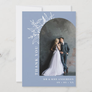 Dusty Blue Botanical Floral Arch Foto Hochzeit Dankeskarte
