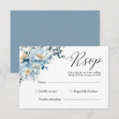 Dusty Blue Botanical Floral RSVP Card Karte (Vorne/Hinten)
