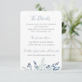 Dusty Blue Botanical Foliage Wedding Details Einladung (Stehend Vorderseite)