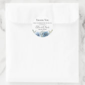 Dusty Blue Botanical Gastgeschenk Hochzeit Runder Aufkleber (Tasche)