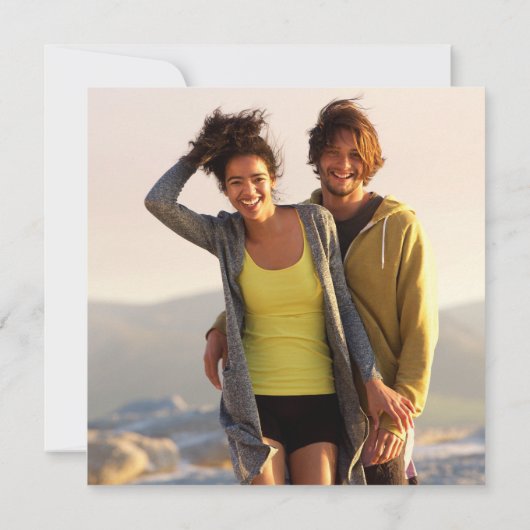 Dusty Blue Botanical Greenerity Foto Wedding Einladung (Rückseite)