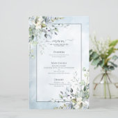Dusty Blue Botanical Greenerity Watercolor Wedding (Stehend Vorderseite)