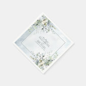 Dusty Blue Botanical Greenerity Watercolor Wedding Serviette (Ecke)