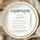 Dusty Blue Botanical Greenery Fun Facts Wedding Serviette