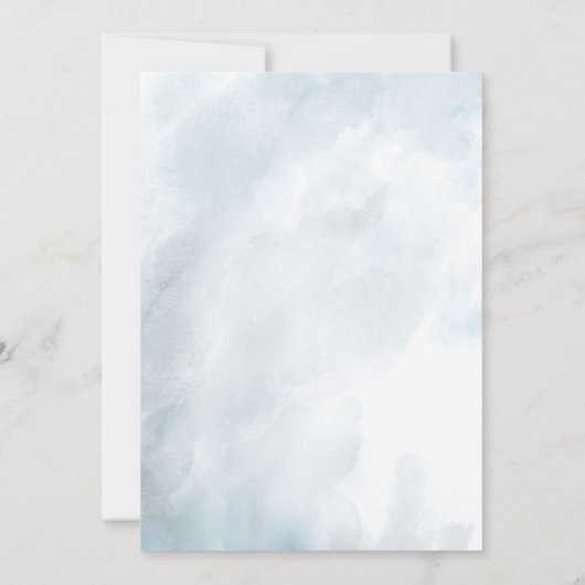 Dusty Blue Botanical Greenery Wasserfarbskript Einladung (Rückseite)