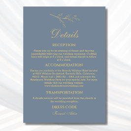 Dusty Blue Botanical Minimalistisch Wedding Detail Begleitkarte