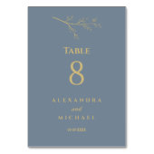 Dusty Blue Botanical Minimalistisch Wedding Tischnummer (Vorderseite)