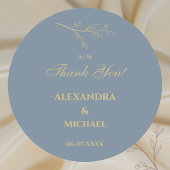 Dusty Blue Botanical Minimalistisch Wedding Vielen Runder Aufkleber