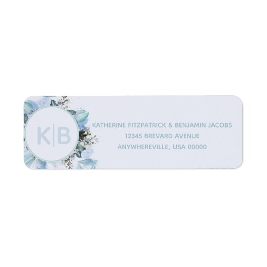 Dusty Blue Botanical Mit Monogramm (Vorne)