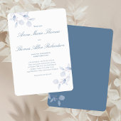Dusty Blue Botanical Modern Script Wedding Invite Einladung