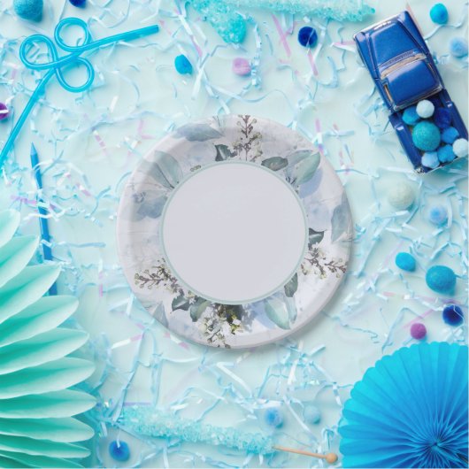 Dusty Blue Botanical Pappteller (Party)
