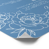 Dusty Blue Botanical Signature Drink Wedding Sign Poster (Ecke)