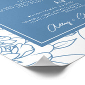 Dusty Blue Botanical Signature Drink Wedding Sign Poster (Ecke)