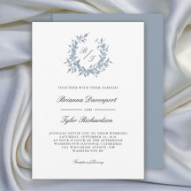 Dusty Blue Botanical Wappen Monogram Wedding