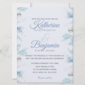 Dusty Blue Botanical Watercolor Wedding Einladung (Vorderseite)