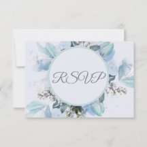 Dusty Blue Botanical Watercolor Wedding RSVP