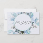 Dusty Blue Botanical Watercolor Wedding RSVP (Vorderseite)