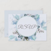 Dusty Blue Botanical Watercolor Wedding RSVP (Vorne/Hinten)