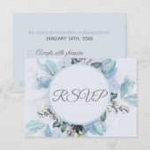 Dusty Blue Botanical Watercolor Wedding RSVP Karte (Vorne/Hinten)