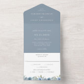 Dusty Blue Botanical Wedding All In One Einladung (Innen Boden)