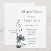 Dusty Blue Botanical Wedding Einladung (Vorne/Hinten)