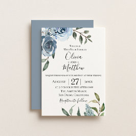 Dusty Blue Botanical Wedding Einladung