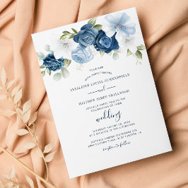 Dusty Blue Botanical Wedding Einladung